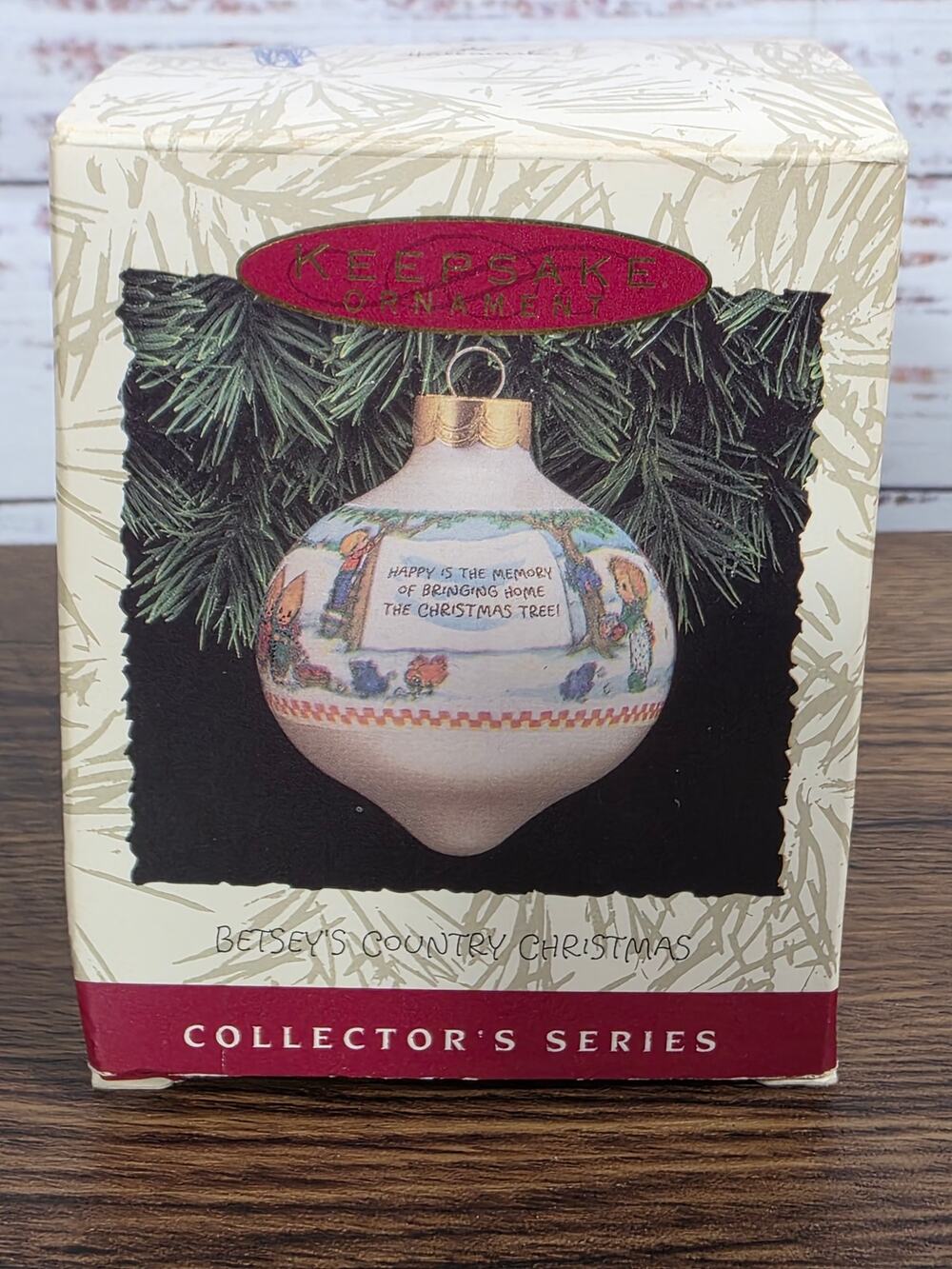 Vintage Hallmark Betsey's Country Christmas Satin Ornament Collector's w/Box
